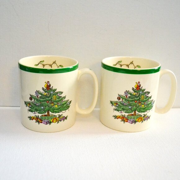 Spode Other - Pair Of Spode Christmas Tree Mugs Made In England Spode Christmas Tree Series